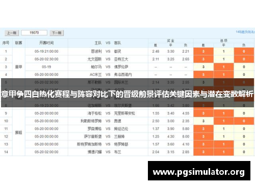 意甲争四白热化赛程与阵容对比下的晋级前景评估关键因素与潜在变数解析